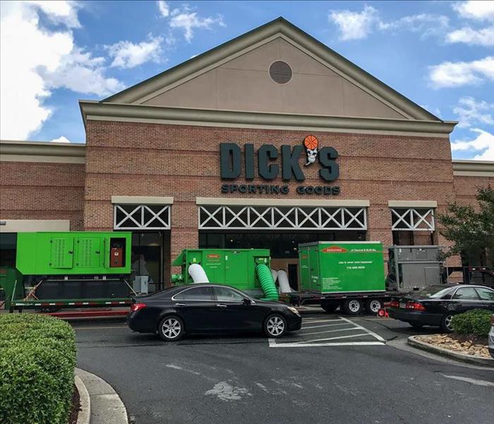 SERVPRO trucks in front of a Nashville Dick's Sporting Goods, responding to flooding due to a storm
