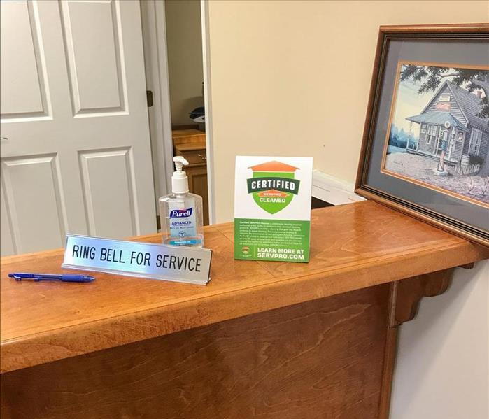 Certified: SERVPRO Cleaned tag at an office