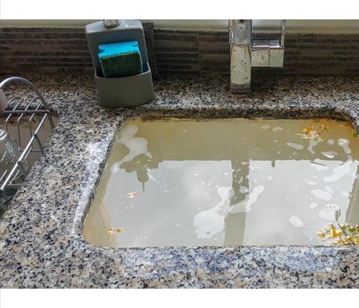 Overflowing kitchen sink, clogged drain. Plumbing problems in Nashville, TN.